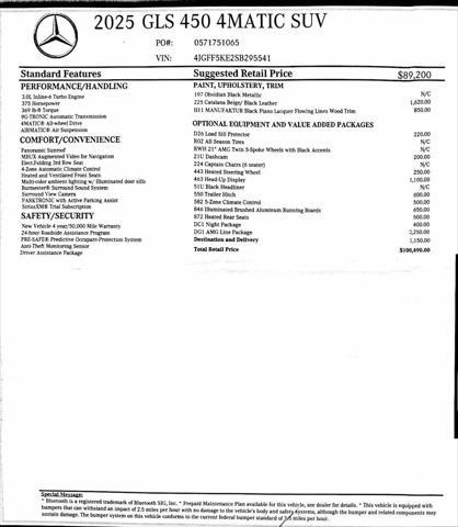 used 2025 Mercedes-Benz GLS 450 car, priced at $94,980