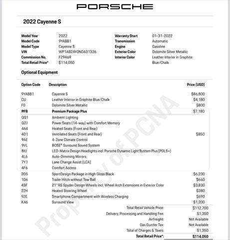 used 2022 Porsche Cayenne car, priced at $74,800