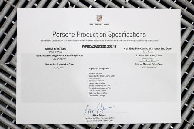 used 2016 Porsche Boxster car, priced at $43,800