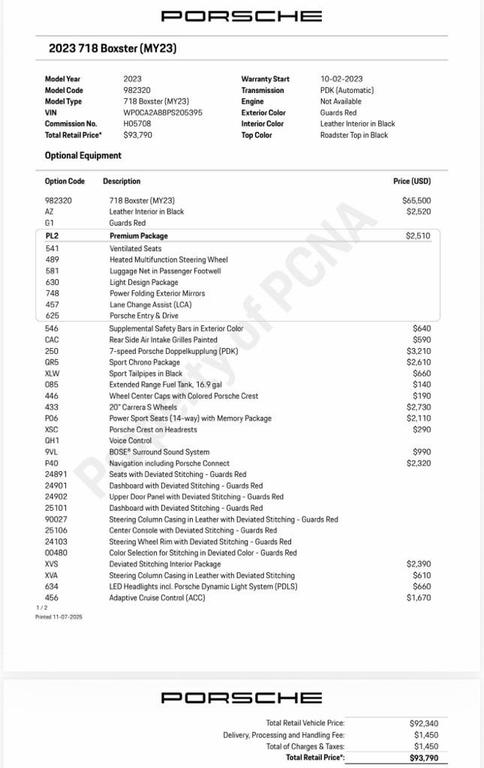 used 2023 Porsche 718 Boxster car, priced at $64,980