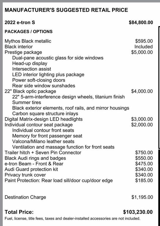 used 2022 Audi e-tron S car, priced at $41,800