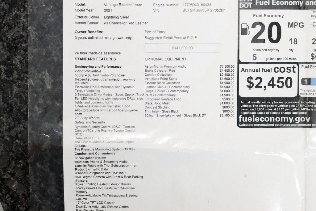 used 2021 Aston Martin Vantage car, priced at $119,800