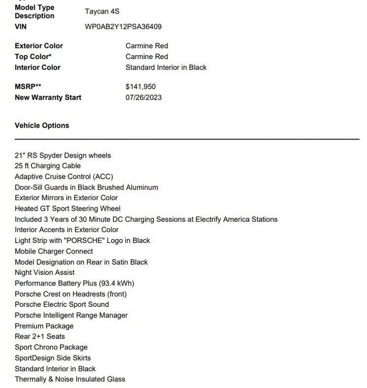 used 2023 Porsche Taycan car, priced at $84,980