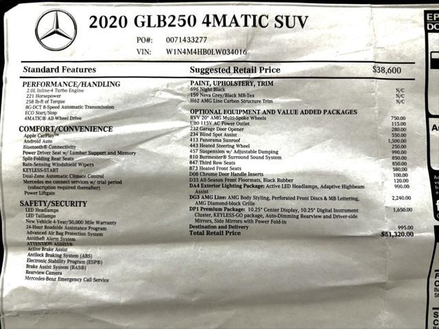 used 2020 Mercedes-Benz GLB 250 car, priced at $31,800