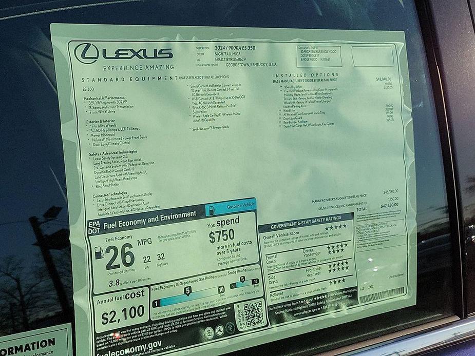 new 2024 Lexus ES 350 car, priced at $45,006