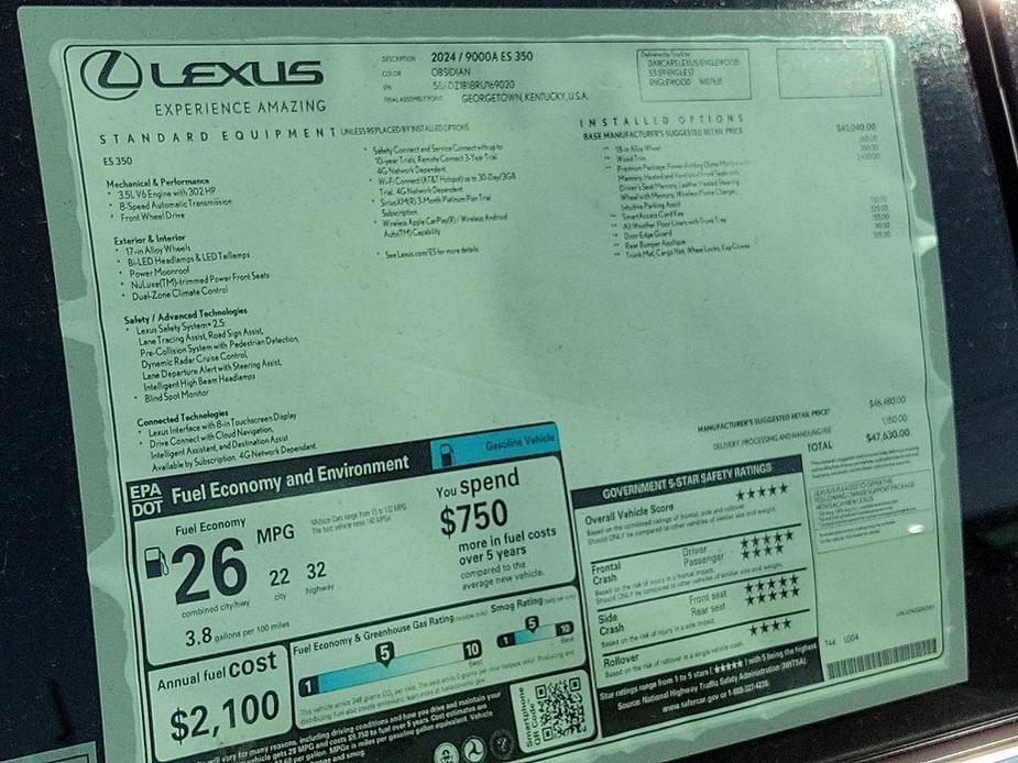 new 2024 Lexus ES 350 car, priced at $45,098