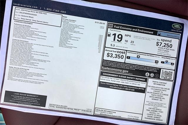 new 2025 Land Rover Range Rover car, priced at $148,050
