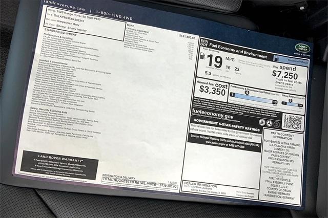 new 2025 Land Rover Range Rover car, priced at $139,380