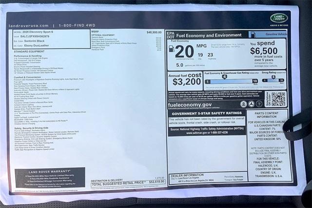 new 2025 Land Rover Discovery Sport car, priced at $52,618