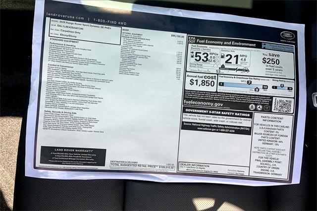 new 2025 Land Rover Range Rover Sport car, priced at $109,015