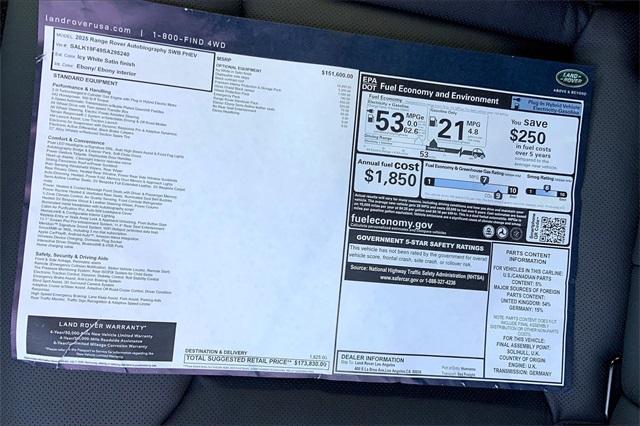new 2025 Land Rover Range Rover car, priced at $173,830