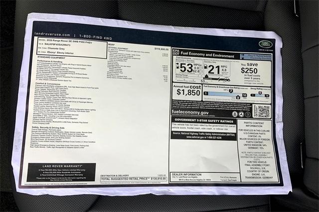 new 2025 Land Rover Range Rover car, priced at $130,810