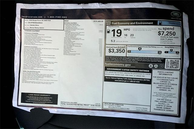new 2025 Land Rover Range Rover car, priced at $150,330