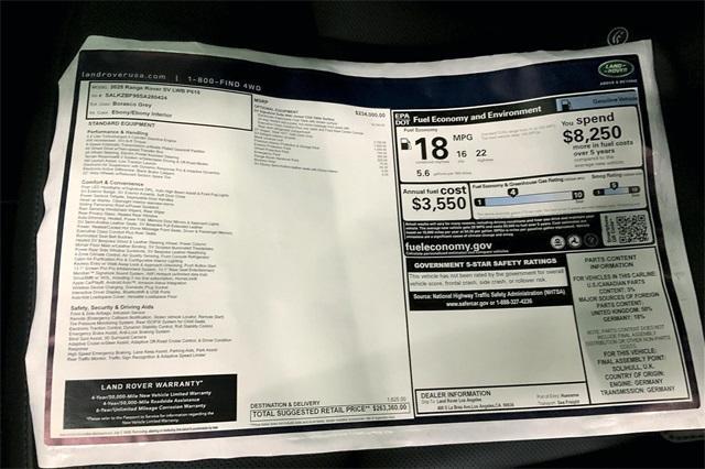 new 2025 Land Rover Range Rover car, priced at $263,360