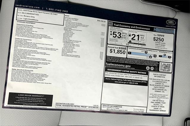 new 2025 Land Rover Range Rover Sport car, priced at $112,665
