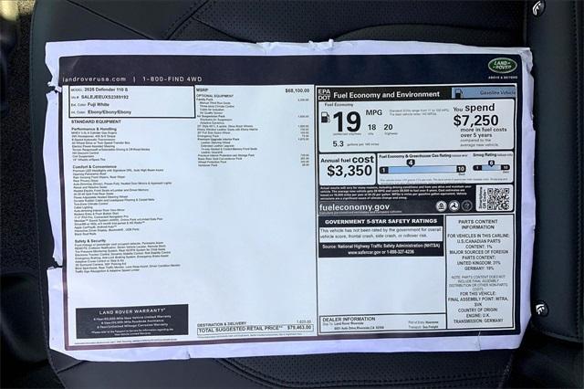 new 2025 Land Rover Defender car, priced at $79,463