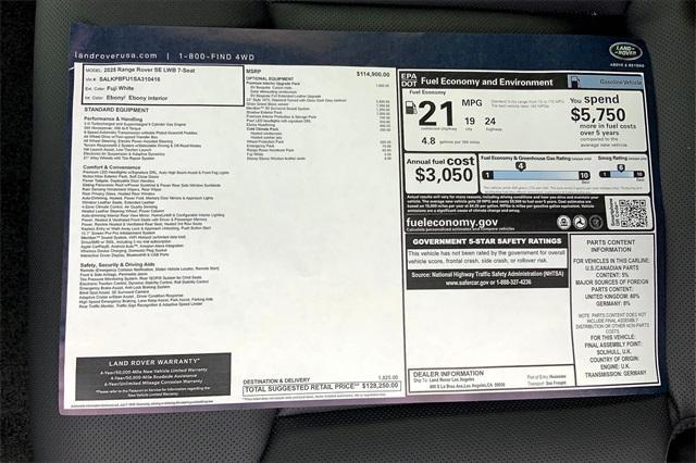 new 2025 Land Rover Range Rover car, priced at $128,250