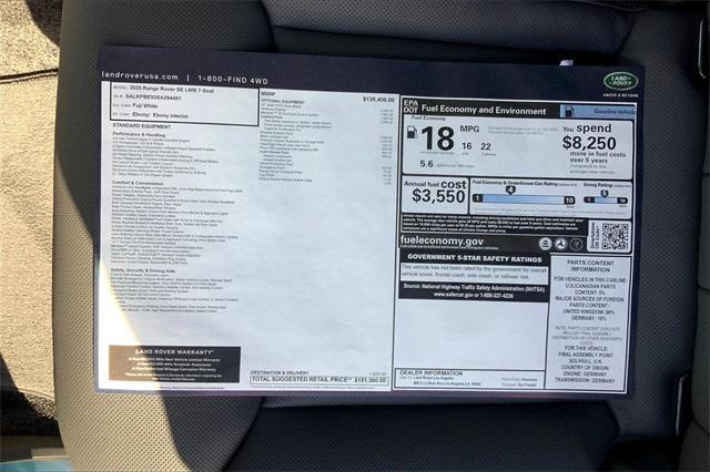 new 2025 Land Rover Range Rover car, priced at $151,360