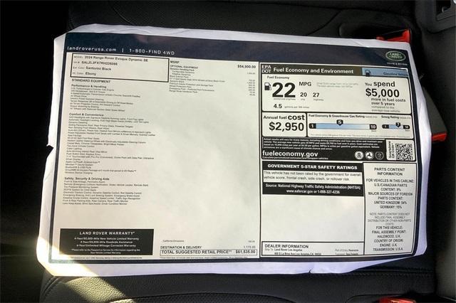 used 2024 Land Rover Range Rover Evoque car, priced at $42,800