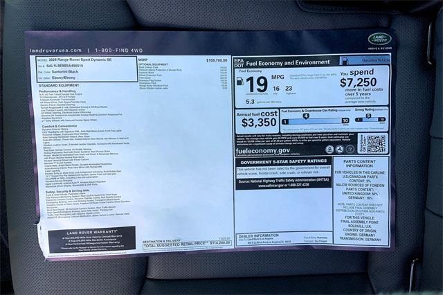 new 2025 Land Rover Range Rover Sport car, priced at $114,240