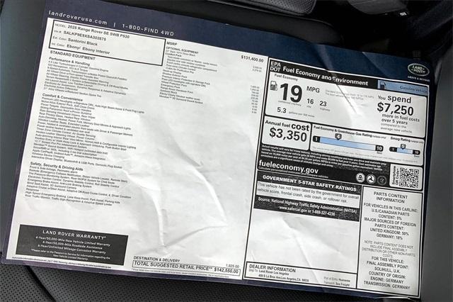 new 2025 Land Rover Range Rover car, priced at $142,550