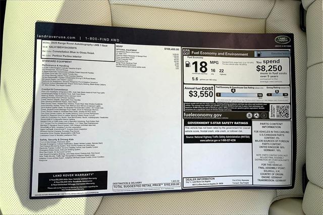 new 2025 Land Rover Range Rover car, priced at $182,930