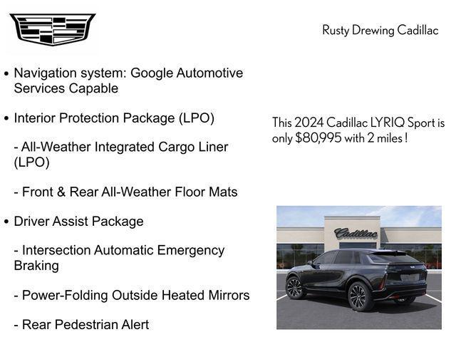 new 2024 Cadillac LYRIQ car, priced at $80,995