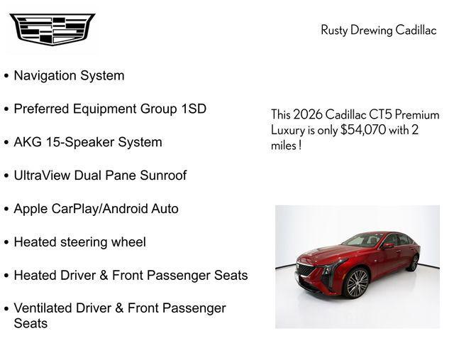 new 2026 Cadillac CT5 car, priced at $54,070