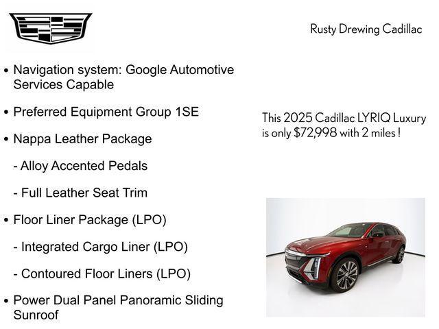 new 2025 Cadillac LYRIQ car, priced at $72,998