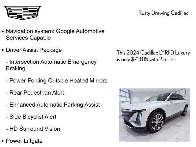 new 2024 Cadillac LYRIQ car, priced at $71,815