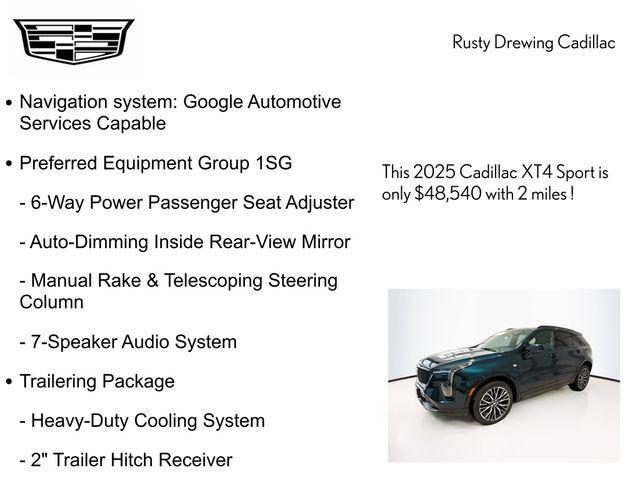 new 2025 Cadillac XT4 car, priced at $47,790