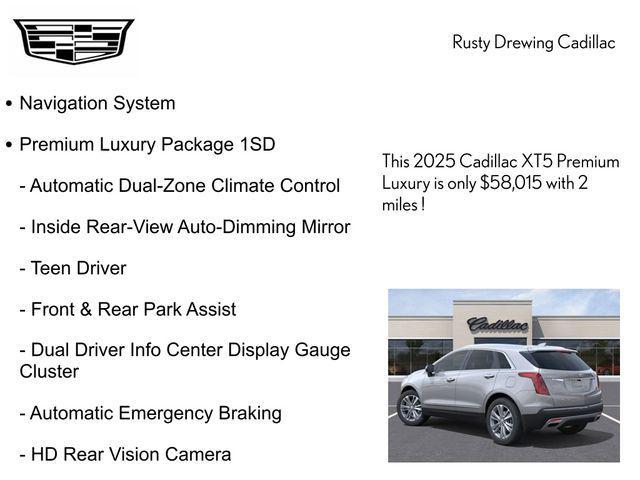 new 2025 Cadillac XT5 car, priced at $58,015
