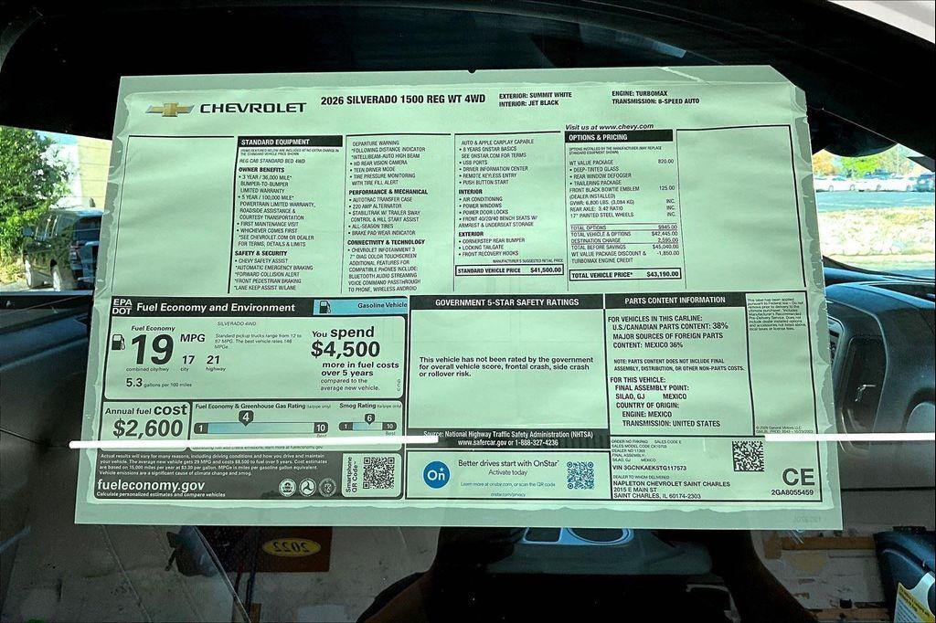 new 2026 Chevrolet Silverado 1500 car, priced at $37,440