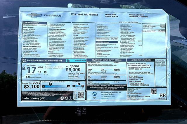 new 2025 Chevrolet Tahoe car, priced at $83,985