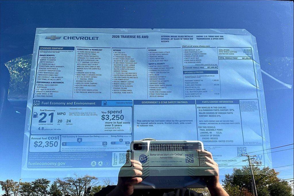 new 2026 Chevrolet Traverse car, priced at $58,326