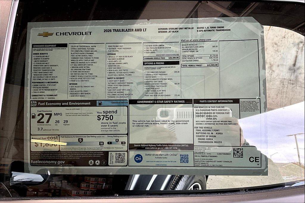 new 2026 Chevrolet TrailBlazer car, priced at $27,826