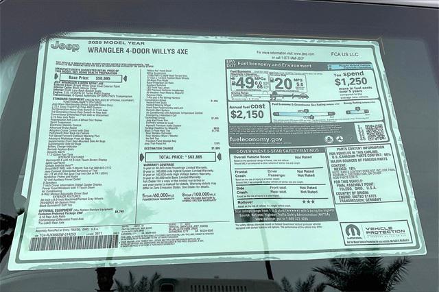 new 2025 Jeep Wrangler 4xe car, priced at $63,865