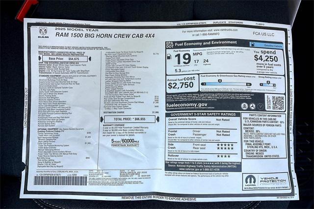 new 2025 Ram 1500 car, priced at $66,655