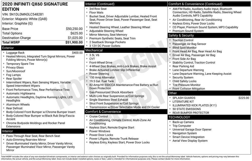 used 2020 INFINITI QX60 car, priced at $22,488