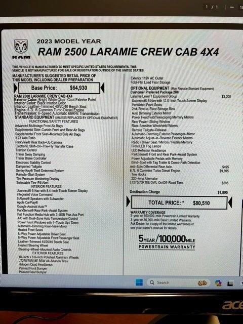 used 2023 Ram 2500 car, priced at $64,995