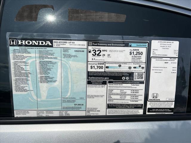 new 2024 Honda Accord car, priced at $29,599