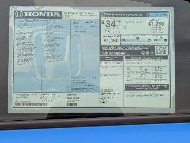 new 2026 Honda Civic car, priced at $28,317