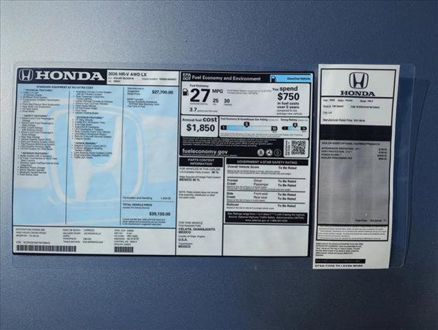 new 2026 Honda HR-V car, priced at $27,987