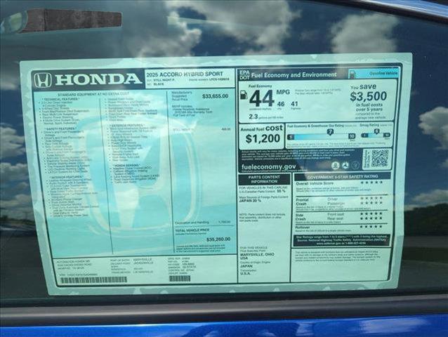 new 2025 Honda Accord Hybrid car, priced at $34,305