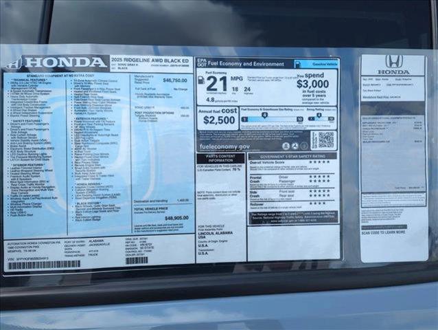 new 2025 Honda Ridgeline car, priced at $43,223