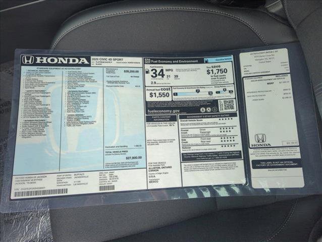 new 2025 Honda Civic car, priced at $27,195