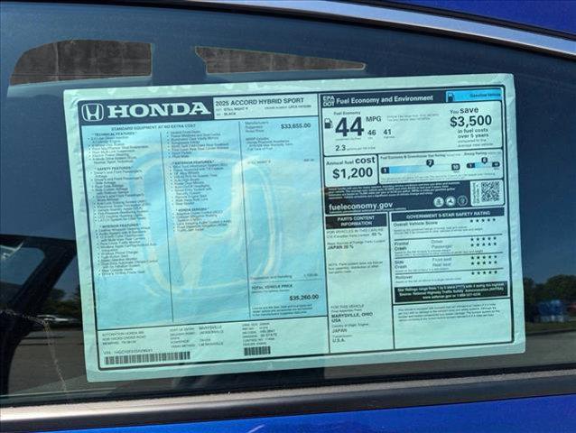 new 2025 Honda Accord Hybrid car, priced at $34,305