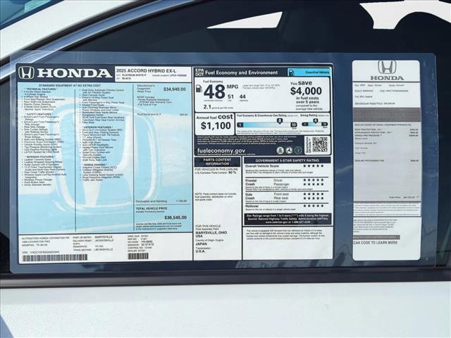 new 2025 Honda Accord Hybrid car, priced at $34,704