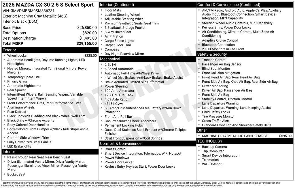 new 2025 Mazda CX-30 car, priced at $29,090