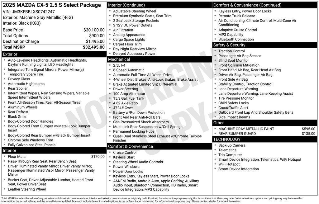 new 2025 Mazda CX-5 car, priced at $32,775